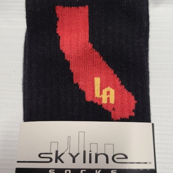 Skyline Socks Los Angeles Black and Red with California and LA on socks NEW - Picture 2 of 3